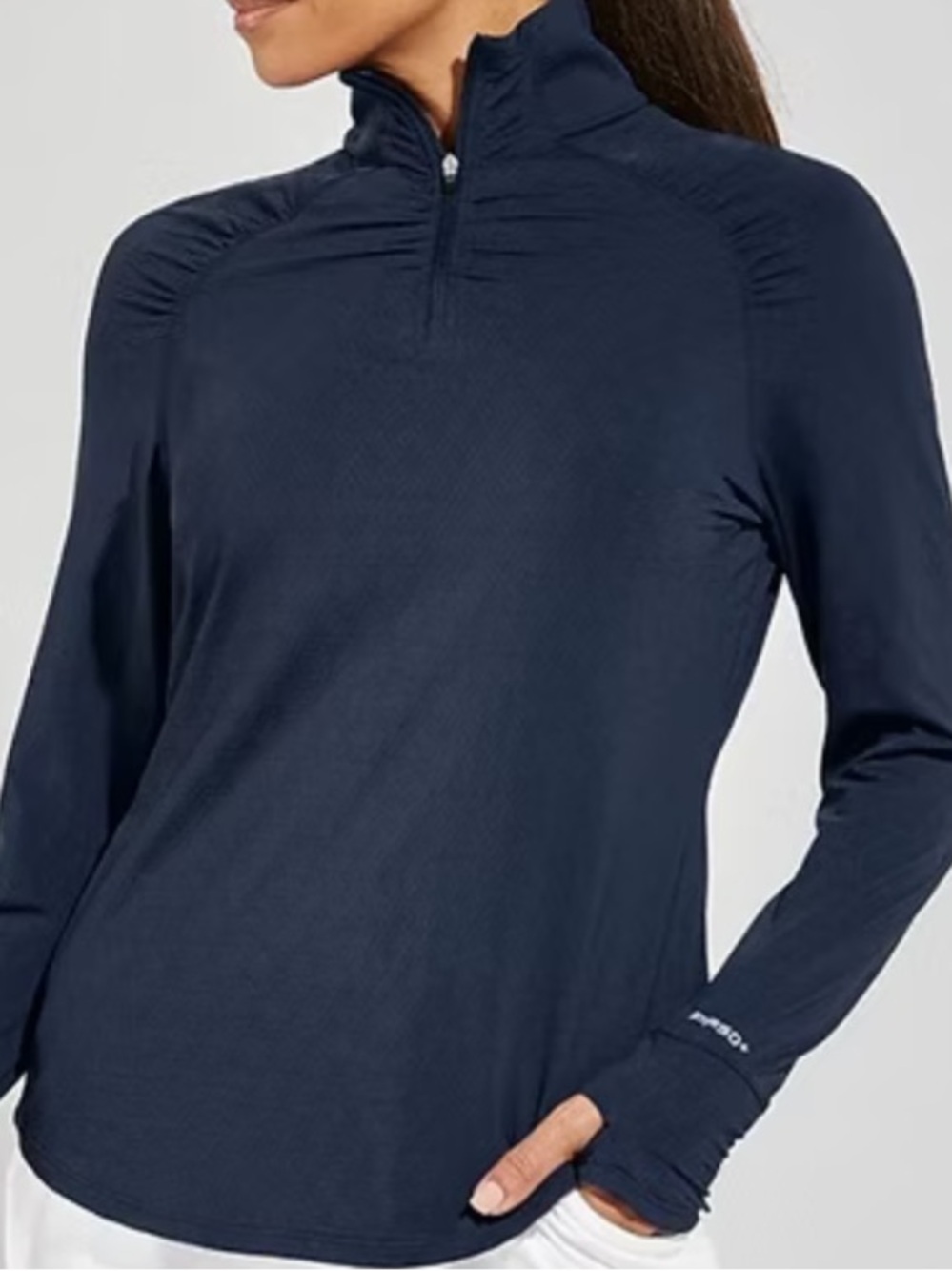 Coolibar Women’s Arabella Size XXL Navy Quarter-Zip Sun Protection.